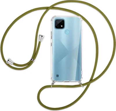 Produktbild von Handykette Backcover-Schutzhülle mit Band (Metall silberfarben) für Realme C21 (RMX3201) - khaki