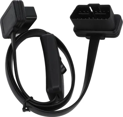 Zdjęcie produktu dla Czarny męski 16-pinowy płaski adapter kabla diagnostycznego Złącze żeńskie 8-żyłowy przedłużacz OBD2 z przełącznikiem