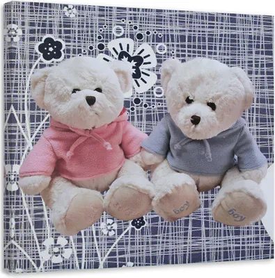 Zdjęcie produktu dla Obraz, Dwa białe misie 30x30 cm Feeby kolorowy obraz na ścianę gotowy do powieszenia