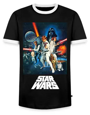 Produktbild von Star Wars Retro Motiv Männer Kontrast T-Shirt, M, Schwarz/Weiß
