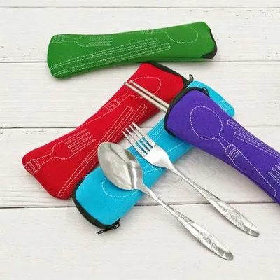 Obrázek produktu pro Cestovní sada na měření a přípravu jídla s nerezovou lžičkou, hůlkami a nástrojem