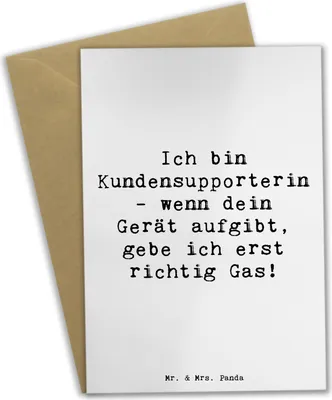 Produktbild von Mr. & Mrs. Panda Glückwunschkarte Spruch Kundensupporterin Power - Weiß - Geschenk, Support, Grußkarte, Berufsliebe, Berufspassion, Grußkarten, Beruf, hochzeitskarten