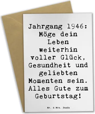 Produktbild von Mr. & Mrs. Panda Glückwunschkarte Spruch 1946 Geburtstag - Weiß - Geschenk, Geburtsjahr, Geburtstagsgeschenk, vatertagskarte, Happy Birthday, Geschenkideen, Jahrgang