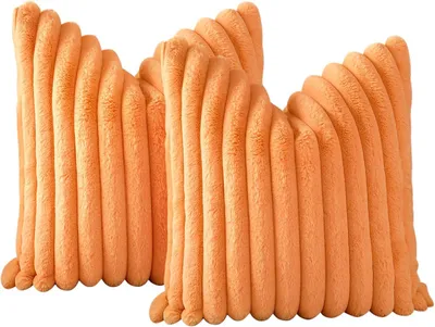 Obrázek produktu pro MODFU povlaky na polštáře, sametové dekorativní polštáře, moderní jednobarevný povlak, pratelný se skrytým zipem, 45 × 45 cm, oranžový