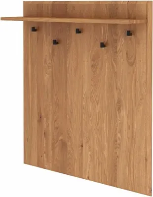 Produktbild von Hängegarderobe Seiba Wildeiche massiv 77x20x90 mit 5 schwarzen Metallhaken