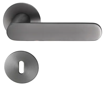 Produktbild von Georgetown Drückergarnitur MeinTürgriff Flachrosette samtgrau Türdrücker BB PZ WC