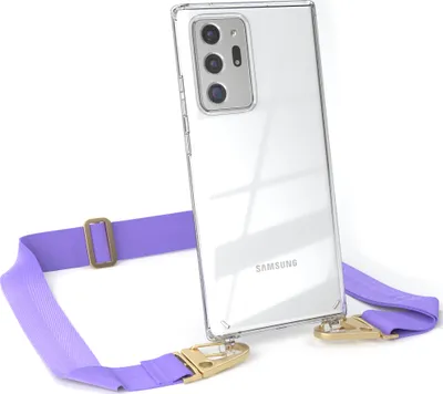 Produktbild von EAZY CASE - Hülle mit Band für Samsung Galaxy Note 20 Ultra / Note 20 Ultra 5G, Handyhülle mit Umhängeband, Silikonhülle transparent, Handykette in Violett
