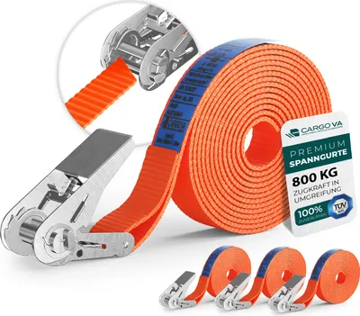 Produktbild von Robuste 800kg Spanngurte [4er Set] -  & DIN - Vielseitig Einsetzbar - 25mm Breite - Ideal für Professionelle Anwendungen [10M]