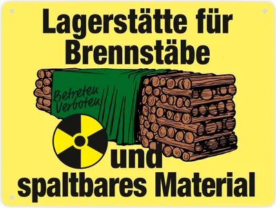 Produktbild von Lagerstätte für Brennstäbe - Brennholzlager Metallschild XL in 21x28 cm in Gelb