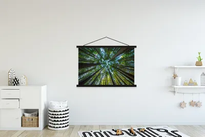 Produktbild von MuchoWow® Textilposter Wald - Laub - Bäume 150x100 cm mit schwarzem Rahmen - Schlafzimmer