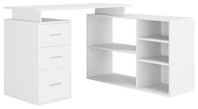 Immagine prodotto di Scrivania ad angolo - Scrivania a forma di L - Scrivania per l'ufficio - Scrivania per lo studio - Arredamento per ufficio - Bianco - Ripiani regolabili