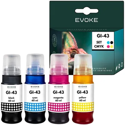 Produktbild von Evoke kompatible Tinte für Canon GI-43 GI43 4x CMYK:Schwarz,Cyan,Magenta,Gelb 240 ml 14800 Seiten PIXMA G540 G550 G640 G650