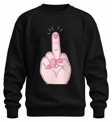 Produktbild von Frecher Mittelfinger Herz Pink Sarkastisch Geschenk Frau Sweatshirt Pullover, Schwarz, M