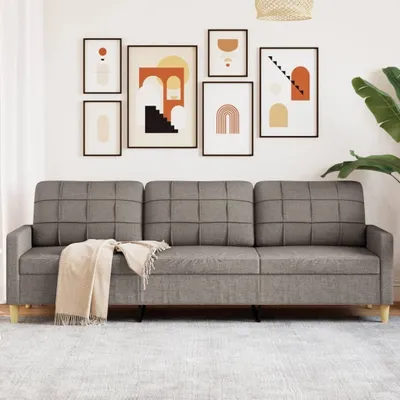 Image de Canapé exclusif, modèle 3 places, couleur taupe, 210 cm, revêtement en tissu
