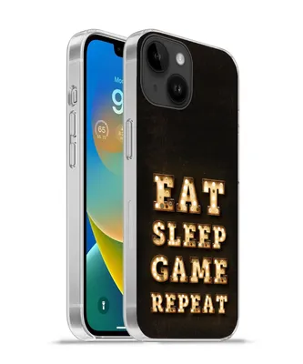 Produktbild von MuchoWow® Handyhülle Schutzhülle Hülle für Apple iPhone 14 - Softcase Spiele - Spiele - Zitate - Sprichwörter - Eat sleep game repeat Silikon Softcase Handy Hülle - Mobiltelefonhülle
