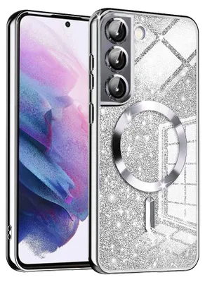 Produktbild von Techsuit Luxury Glitter Back Cover Hülle mit MagSafe für Samsung Galaxy S21 FE - Silber