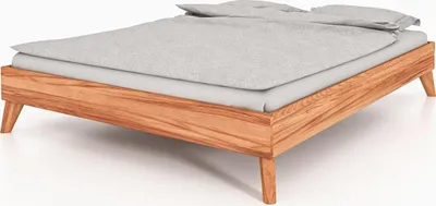 Produktbild von Bett Gerg 3 aus Kernbuche massiv 140x200 cm ohne Kopfteil mit Holzbeinen
