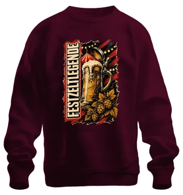 Produktbild von Festzeltlegende Bier Maßkrug  Volksfest Lederhose Sweatshirt Pullover, Burgundy, L