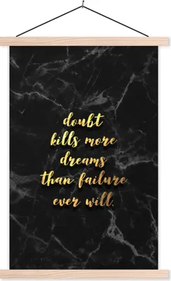 Produktbild von MuchoWow® Textilposter Zitate - Träume - Gold - Marmor 120x180 cm mit holzfarbenen Rahmen - Textil-Plakat