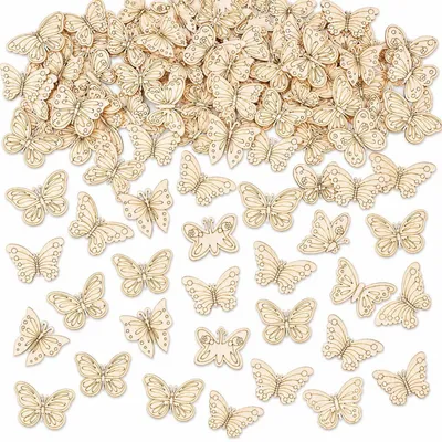 Produktbild von Schmetterlinge Deko aus Holz 50 Stück ca. 3 cm Streudeko für Hochzeit Geburtstag Kommunion Basteln Tischdeko