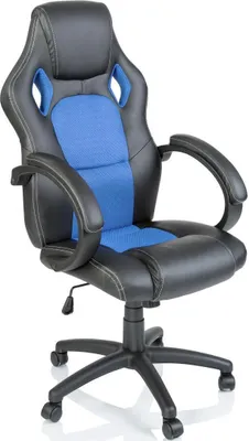 Produktbild von TRESKO Racing Chefsessel Bürostuhl Drehstuhl Sportsitz Bürosessel Schreibtischstuhl schwarz/hellblau