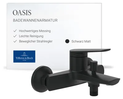 Immagine prodotto di Miscelatore per vasca Villeroy & Boch Oasis, montaggio a parete – nero opaco