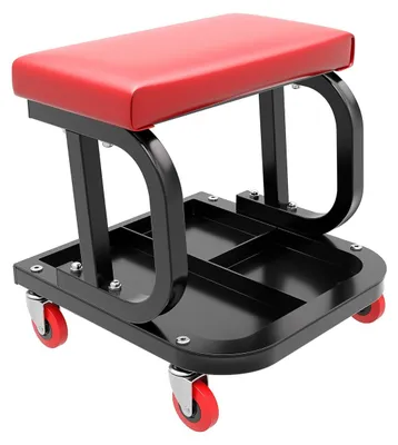 Zdjęcie produktu dla Taboret warsztatowy na kółkach - Stołek montażowy - Nośność 150 kg - Schowek - Ergonomiczny