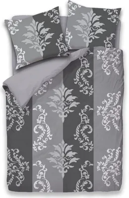 Produktbild von Bettwäsche Winter Flausch Fleece Thermofleece warm 2 teilig mit RV 135x200 + 80x80 cm Design: Streifen Ornament Grau