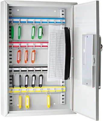 Produktbild von Schlüsselschrank 32 Schlüssel mit Zahlencode + 2 Schlüssel lichtgrau Packung mit 3 Stück