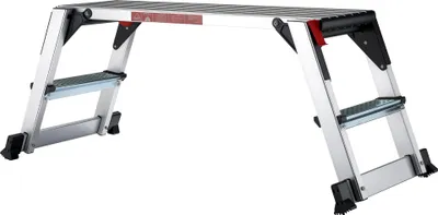 Image de Wiltec Plateforme de travail – 126 x 52 x 49 cm – Surface de marchepied 95 x 30 cm – Escabeau pliable en Aluminium – Plate-forme échelle antidérapante