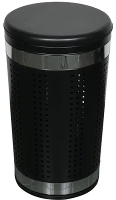 Produktbild von MSV Waschekorb Dubai - schwarz - Edelstahl - 46 Liter - abschliesbarer Deckel