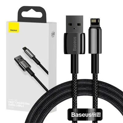 Produktbild von Baseus Tungsten, 1 m, Lightning, USB A, Männlich, Männlich, Schwarz