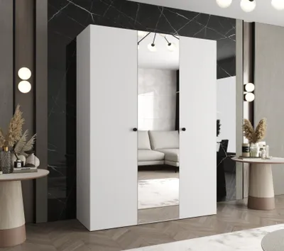 Produktbild von Spiegelschrank CAITIR 2 150 cm - weiß / schwarze Griffe