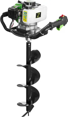 Produktbild von Zipper ZI-ELB70 Benzin-Erdbohrer 1500W 2-Takt 51.7ccm, inkl. 3 Bohrer (100/150/200mm), max. 70cm Bohrtiefe, Anti-Vibrationssystem, 11.5 kg, Schwarz-Grün
