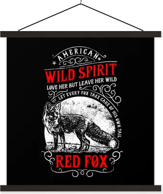 Produktbild von MuchoWow® Textilposter Fuchs - Jahrgang - Zitat 40x40 cm mit schwarzem Rahmen - Fotos