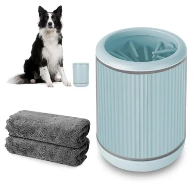 Image de Nettoyant pour les pattes des chiens et des chats, avec 2 lingettes, couleur bleue, taille S