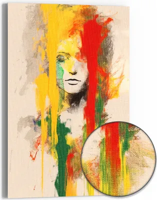 Produktbild von DEQORI Hybrid Leinwand Bild 60x90 cm 'Farben des Gesichts ' Wandbild Glas flach modern