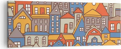 Produktbild von Bild auf Leinwand - Leinwandbild - Stadt Haus Straße - 140x50cm - Wand Bild - Wanddeko - Wandbilder - Leinwanddruck - Bilder - Kunstdruck - Wanddekoration - Leinwand bilder - Wandkunst - AB140x50-3953