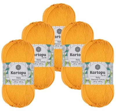 0,5kg Kartopu Baby Natural Cotton Häkelgarn Strickgarn Acryl-Baumwolle sonnengelb