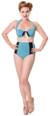 Produktbild von Banned Bikini - Retro Polka Dots Hellblau S