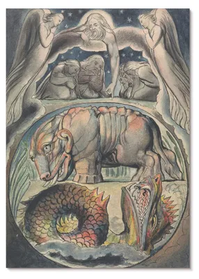 Zdjęcie produktu dla PLAKAT – 59 x 84 cm (A1) – William Blake – Behemot i Lewiatan (według Williama Blake'a) – dekoracja ścienna do salonu, sypialni i przedpokoju, nowoczesny plakat, bez ramy