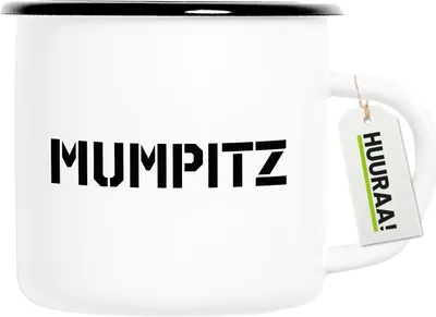 Produktbild von Huuraa Emaille Tasse Mumpitz Schriftzug 300ml Vintage Campingbecher Geschenkidee