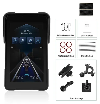 Produktbild von Motorrad GPS-Navi - Vertikales 12,7 cm Display - CarPlay Multimedia-Player - Abnehmbarer Bildschirm - Tragbar - Ohne TPMS