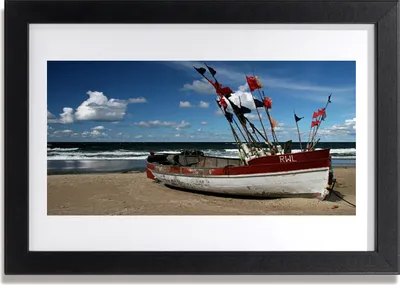 Produktbild von Bild 30x20 MDF-Rahmen Wandkunst Boot Seestrandlandschaft