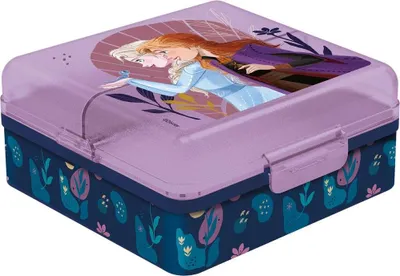Produktbild von Tataway Disney Sandwichbox Lila für Mädchen aus Kunststoff Frozen ELSA Anna mit mehreren Fächern