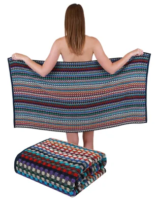 Produktbild von Betz 2 Stück Duschtücher 70 x 140 cm Badetuch 100% Baumwolle KARO BUNT