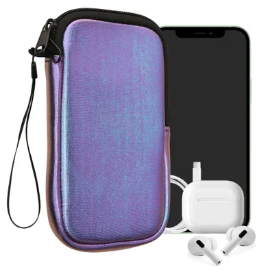 Produktbild von kwmobile Neopren Handytasche für Smartphones L - 6,5" - Handy Tasche mit Reißverschluss - Handyhülle universal Metallic Lavendel