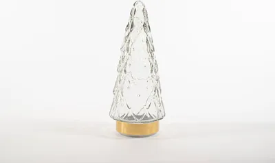 Produktbild von Anna's Collection Baumglas aus Glas, Klar, 10 LED, Goldfarbener Sockel, 10,5 x 10,5 x 24,5 cm