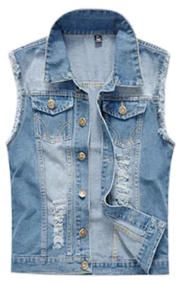 Produktbild von Ärmellose Jeansjacke für Herren mit Taschen, Lässig und Modisch