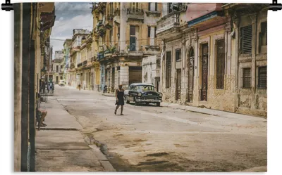 Produktbild von MuchoWow® Wandteppich Wandbehang Straße in Havanna 60x40 cm Tapisserie Dekoration Wandtuch - Wanddekorationen
